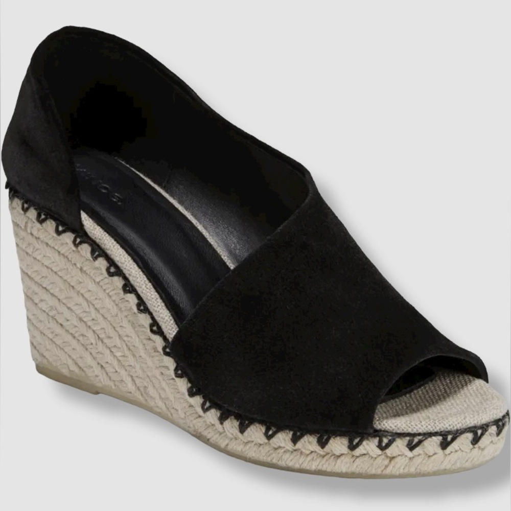 Vince Black and Cream Espadrille Wedges